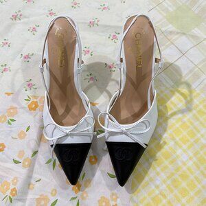 Chanel Black/White Bow Heels